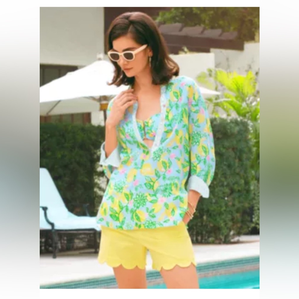 Lilly Pulitzer Green, Yellow & Pink Floral Tunic Top